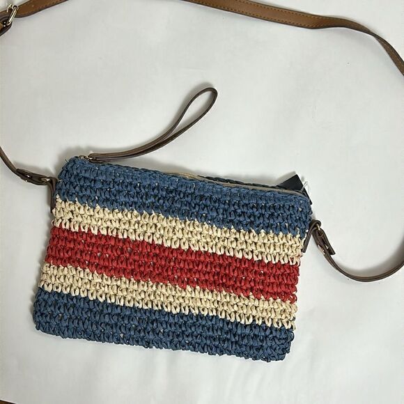 New INTERNATIONAL CONCEPT INC natural straw clutch wristlet crossbody bag - Picture 5 of 9